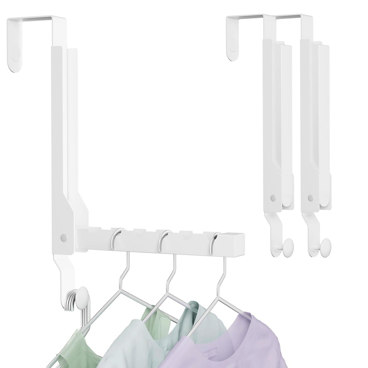 BAKON over-the-door folding rack on a white door saves space for air-drying clothes.