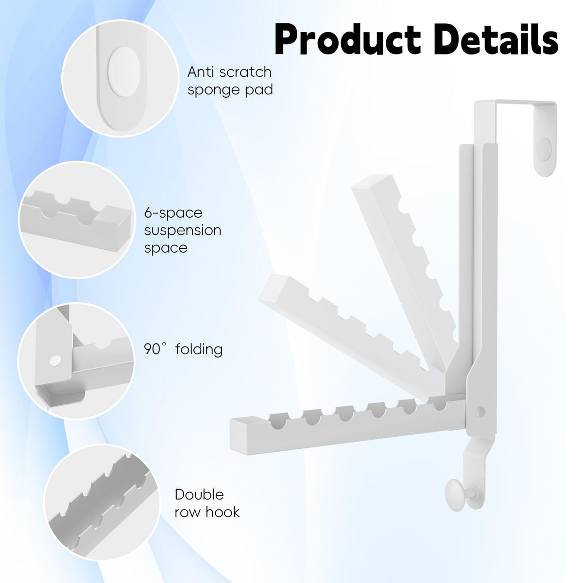 BAKON over-the-door hanger mounted on door demonstrates easy no-drill setup.