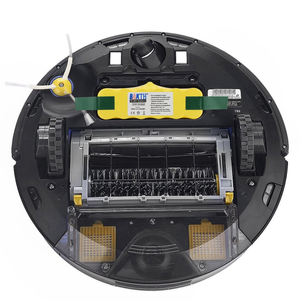 Easy installation image showing secure Roomba battery connection.