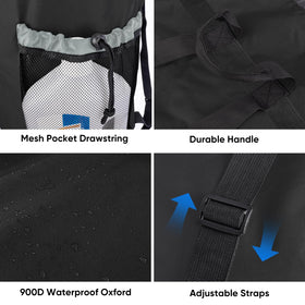 Drawstring closure keeps clothes contained in BALEINE 150L bag.