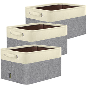 Baleine 3-pack gray fabric storage bins neatly on a shelf for closet organization
