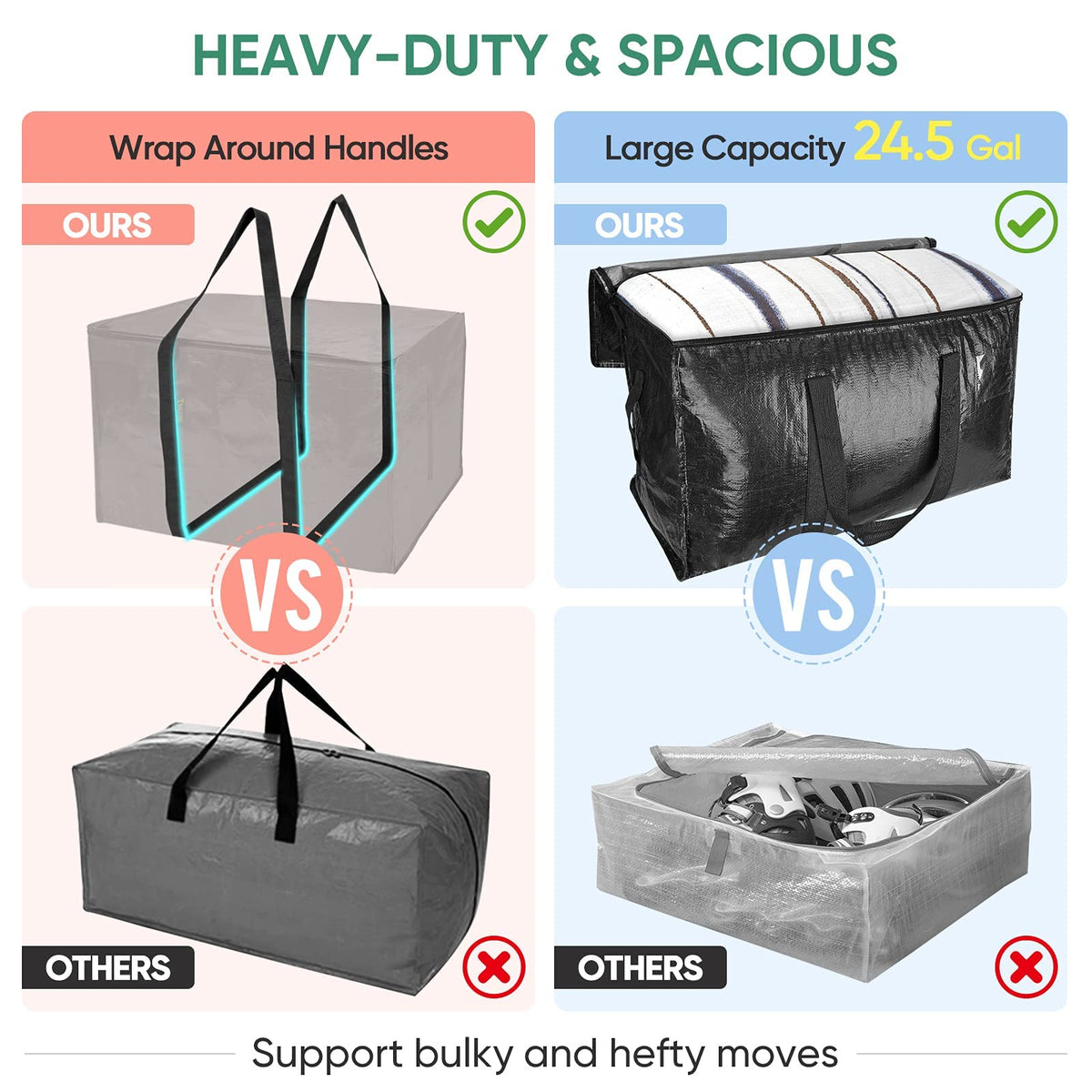 BALEINE 4-Pack Folded storage demonstrating space-saving capability