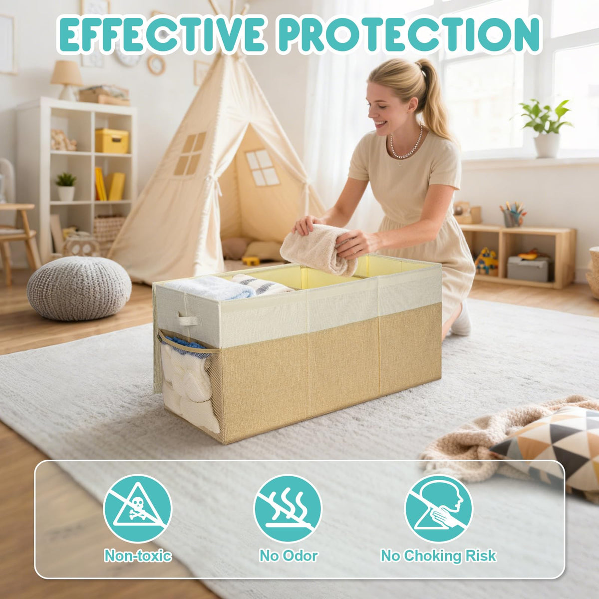 BALEINE bedroom storage bin in grey keeps essentials organized.