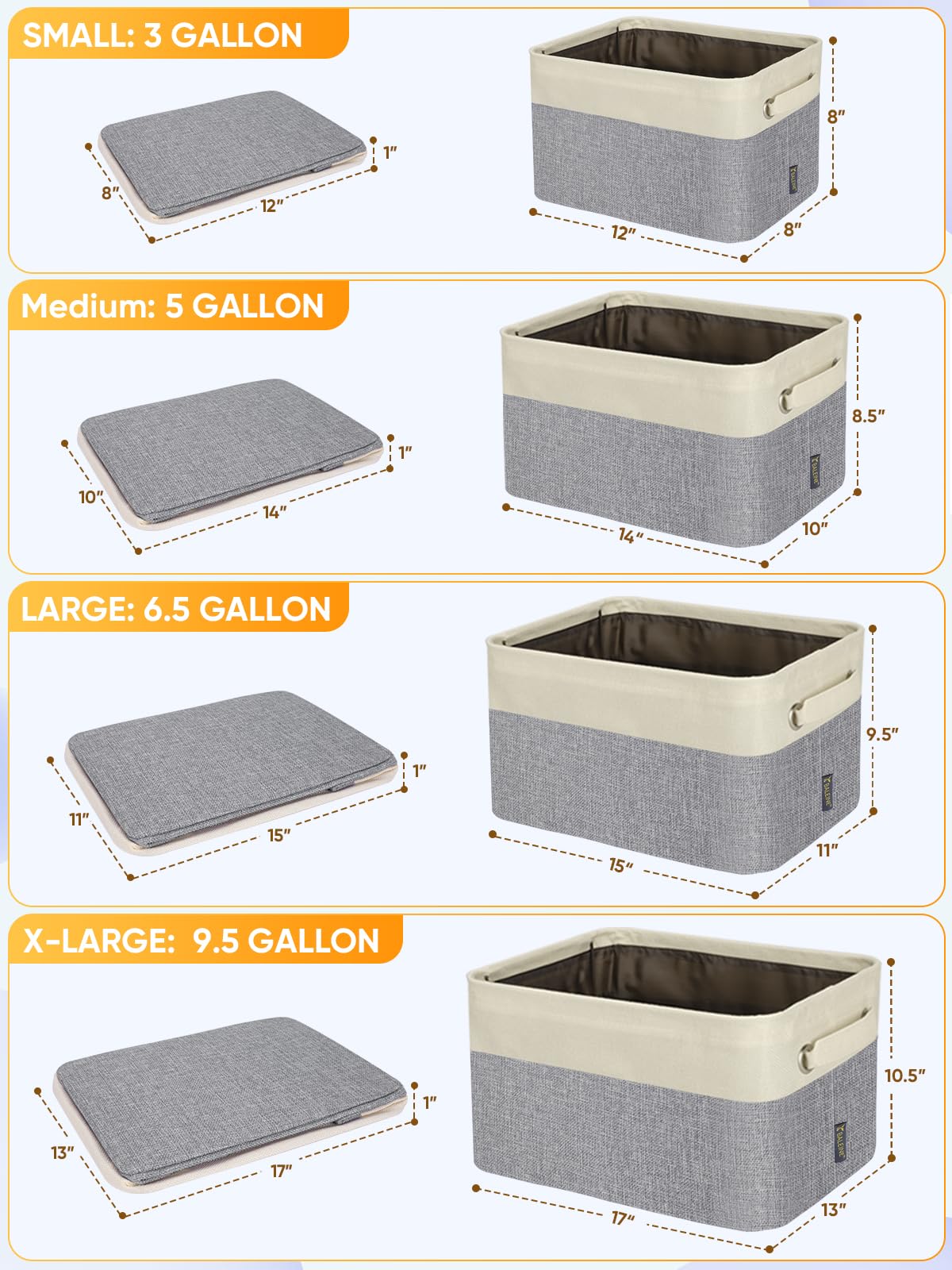 Baleine linen organizer with side handles ready to transport items