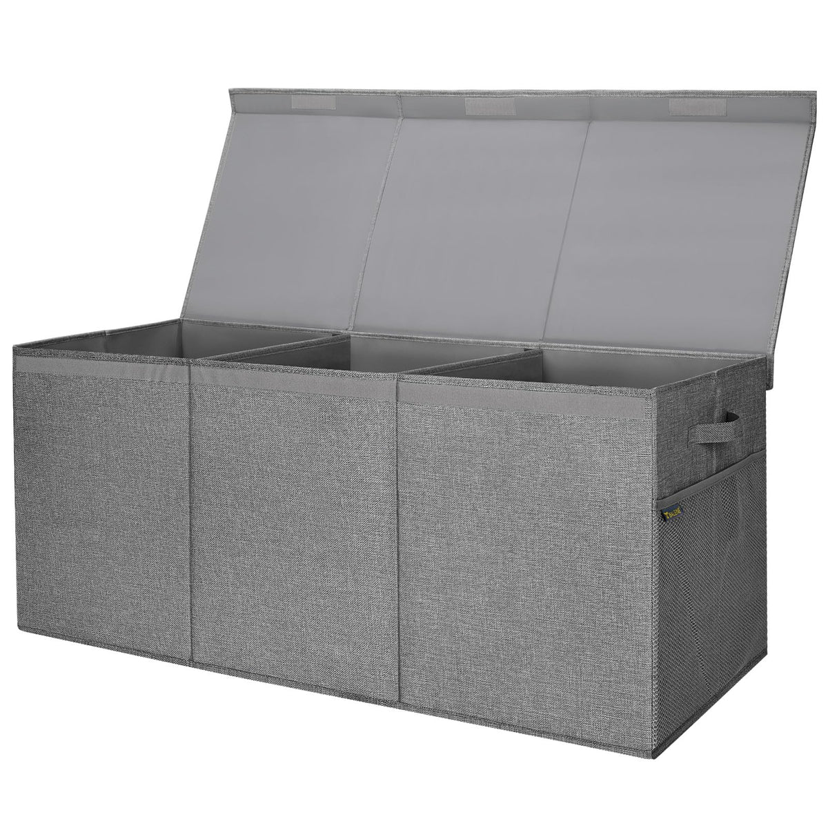 BALEINE fabric storage bin with lid in grey; dust-proof lid for tidy spaces.