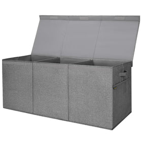 BALEINE fabric storage bin with lid in grey; dust-proof lid for tidy spaces.