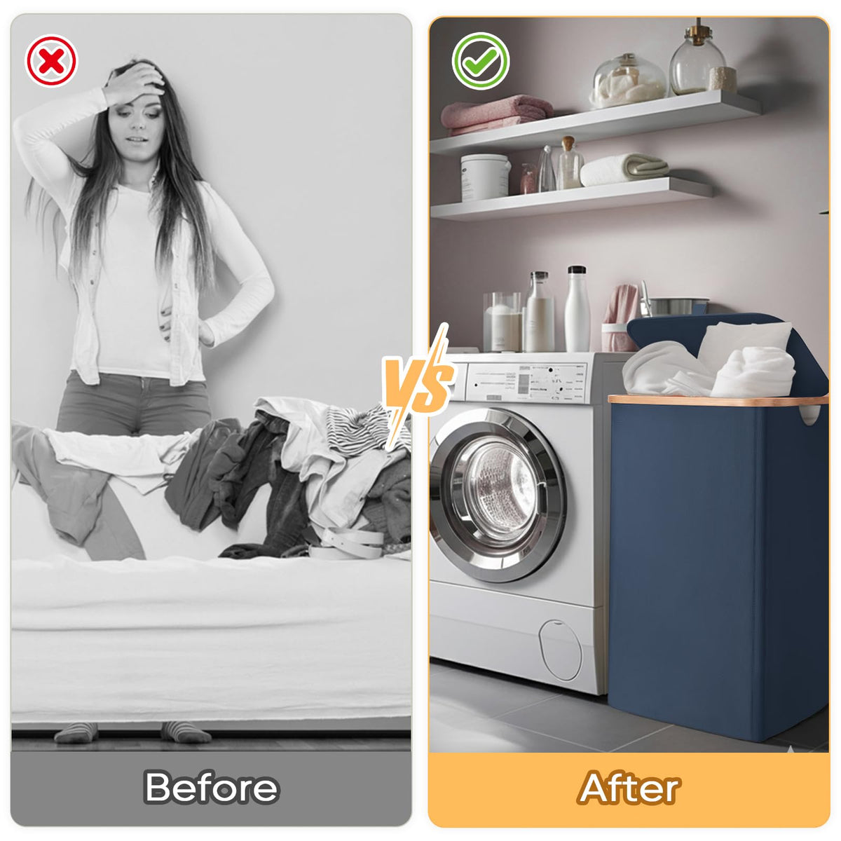 BALEINE internal support keeps shape for stable laundry organization.