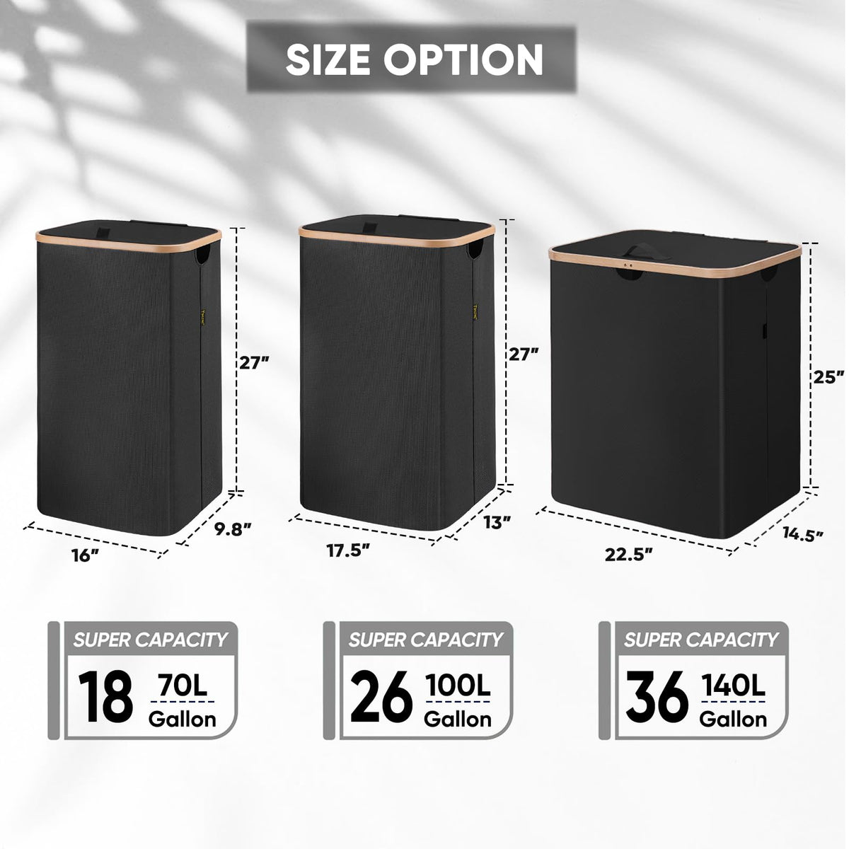 BALEINE laundry hamper in bedroom setting demonstrates discreet storage.