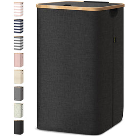 BALEINE laundry hamper with lid, front view, for organized laundry.