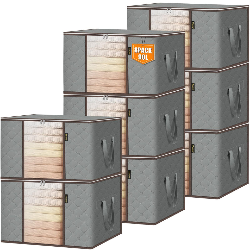 BALEINE 8-pack storage bags front view in grey for space-saving storage