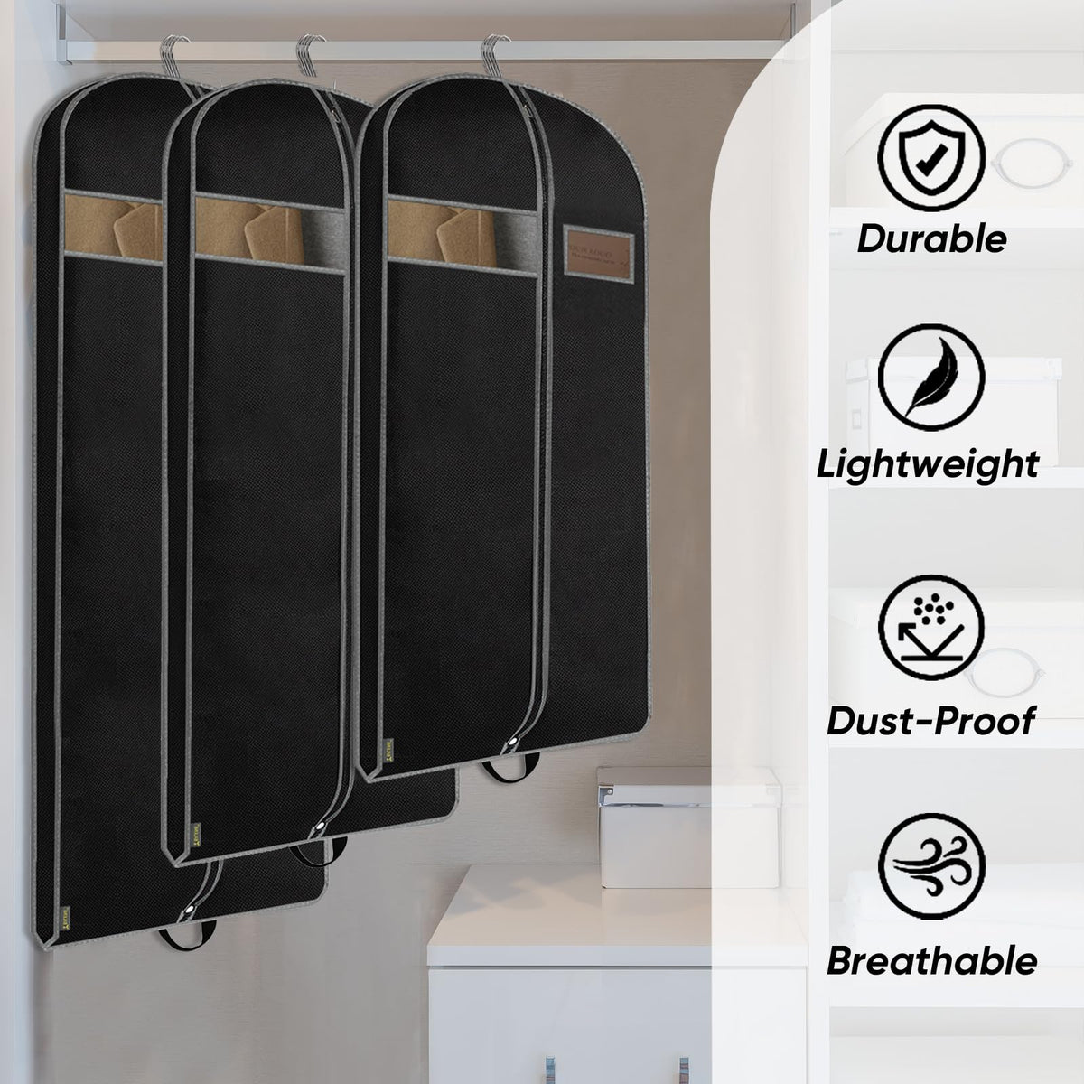 BALEINE garment bag with clear window 54-inch helps identify garments quickly.