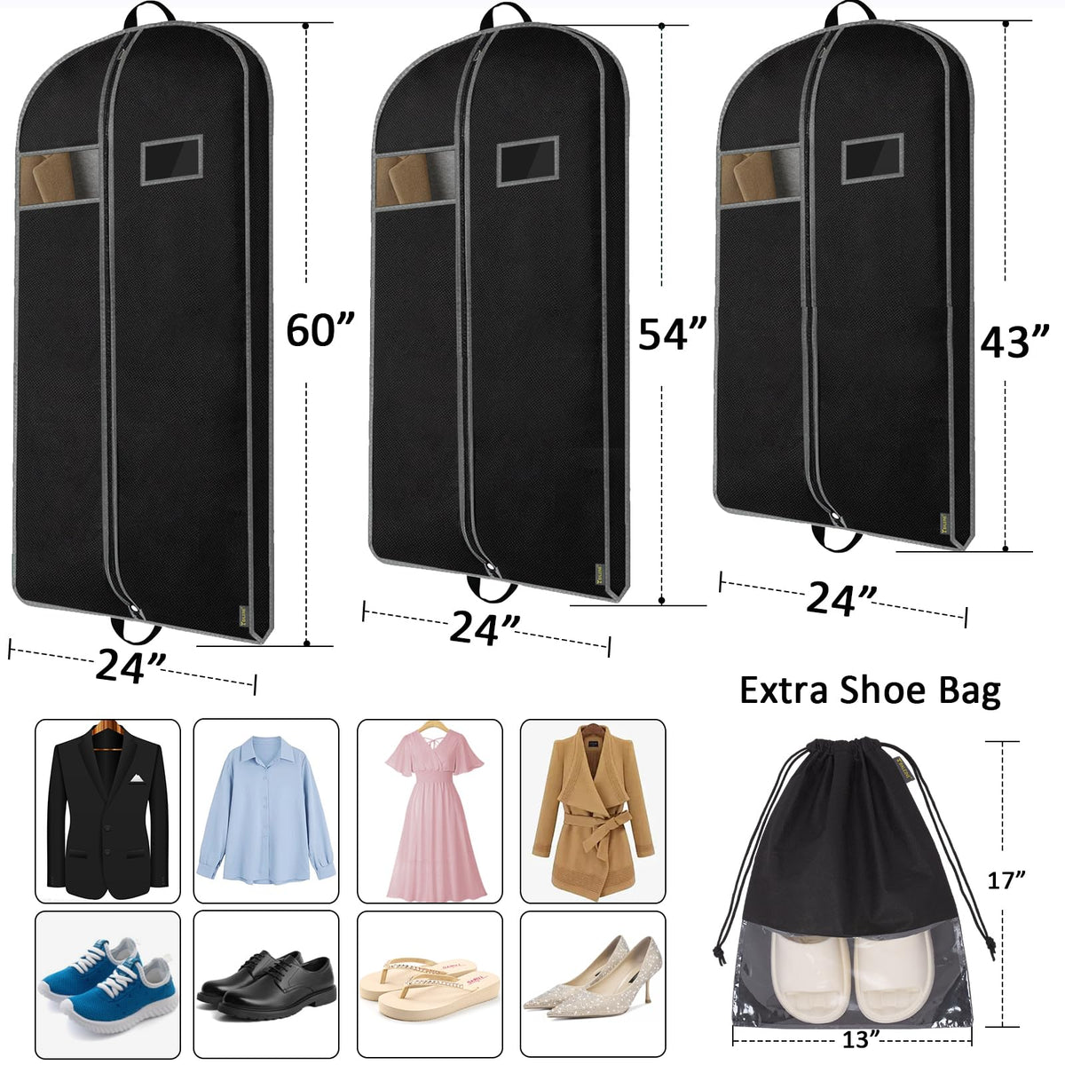 BALEINE garment bag with shoe storage 54-inch keeps outfits organized.