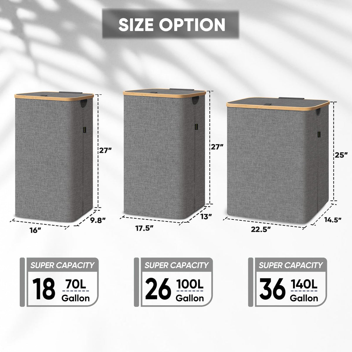 BALEINE laundry hamper bamboo rim closeup, showcasing durable natural materials.