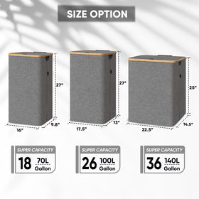 BALEINE laundry hamper bamboo rim closeup, showcasing durable natural materials.