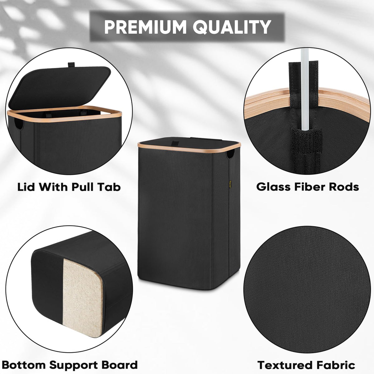 BALEINE hamper with bamboo rim for natural style and durability