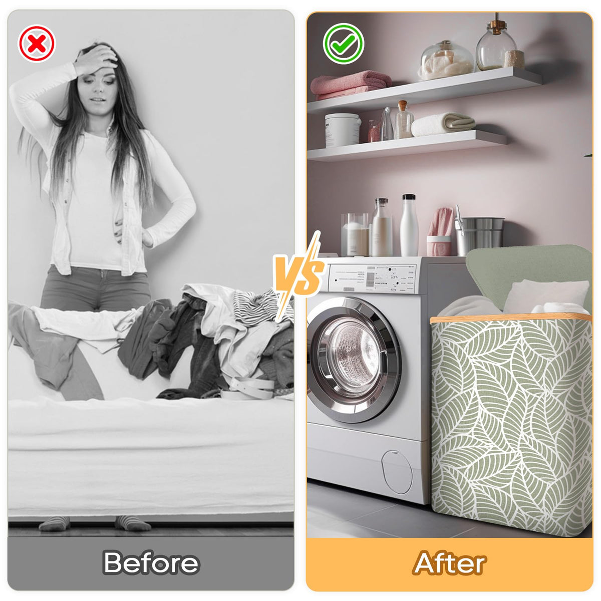 BALEINE hamper suited for bedrooms, bathrooms, or dorms as versatile laundry solution