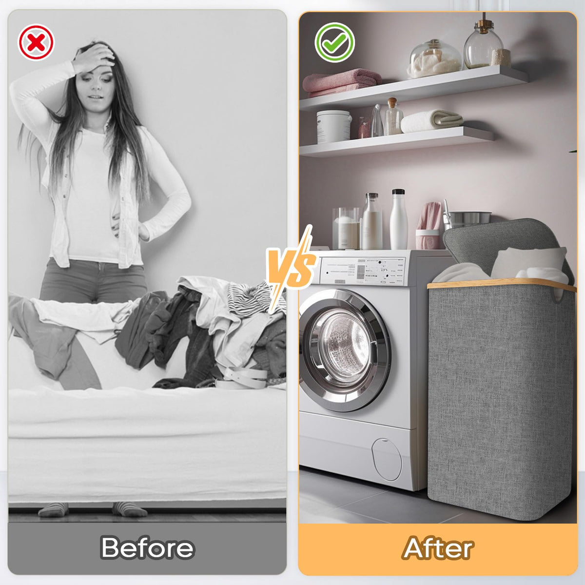 BALEINE laundry hamper beige in dorm room, versatile storage solution.