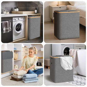 BALEINE laundry hamper durable bamboo, eco-friendly storage solution.