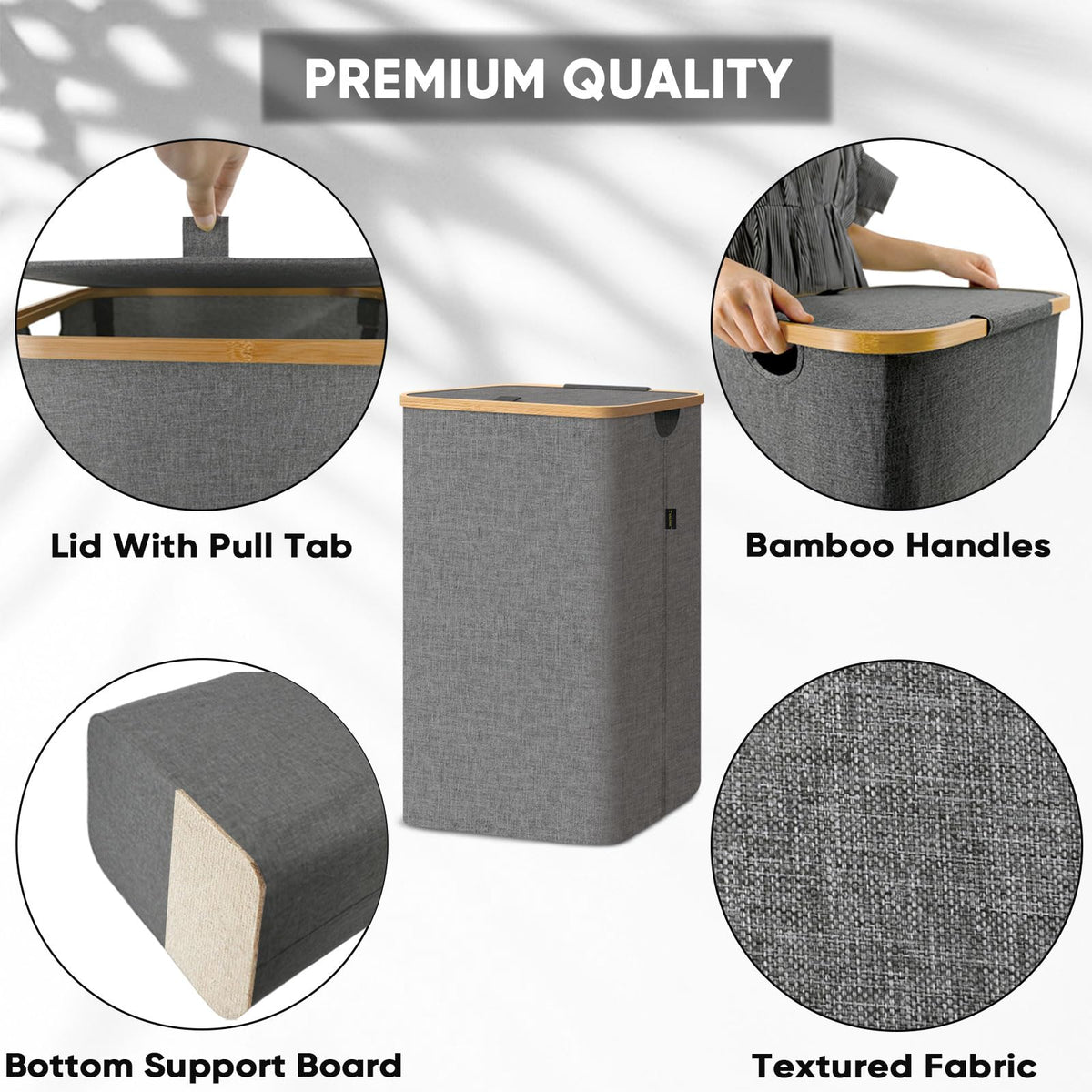 BALEINE laundry hamper internal support, keeps its shape when loaded or empty.