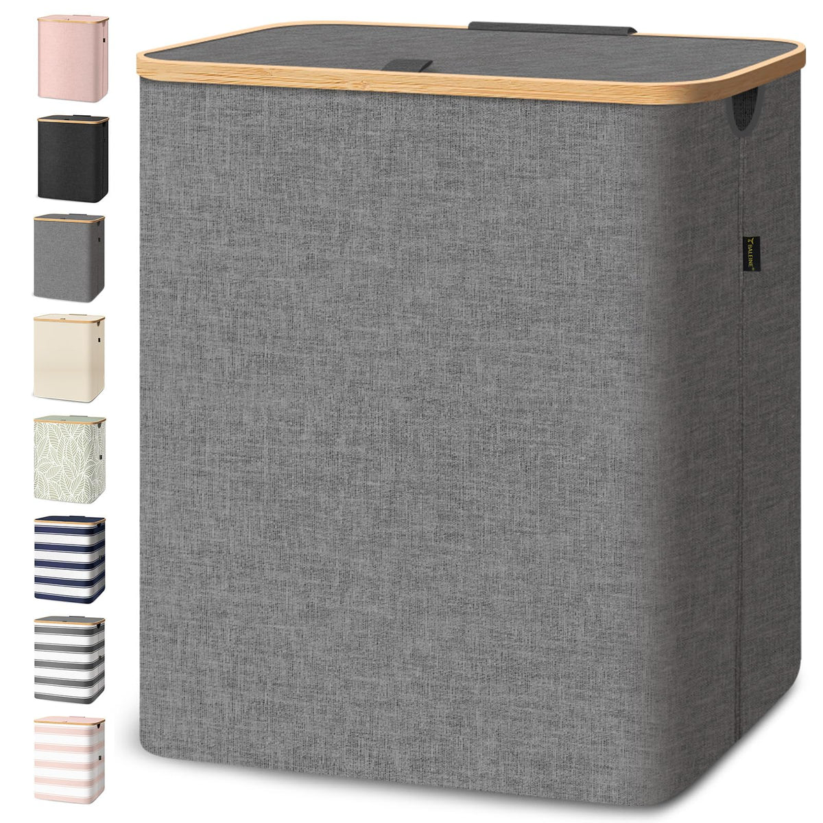 BALEINE laundry hamper with lid in grey shows convenient top access for quick laundry trips