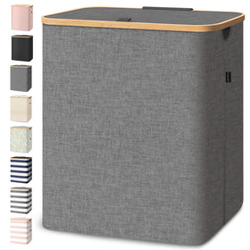 BALEINE laundry hamper with lid in grey shows convenient top access for quick laundry trips