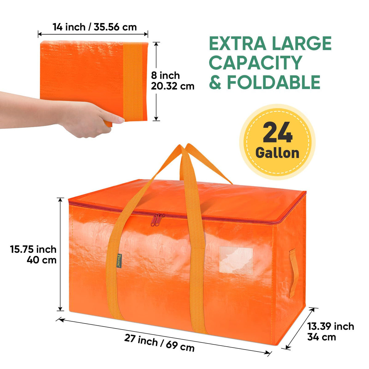 BALEINE orange bag with reinforced handles for sturdy lifting