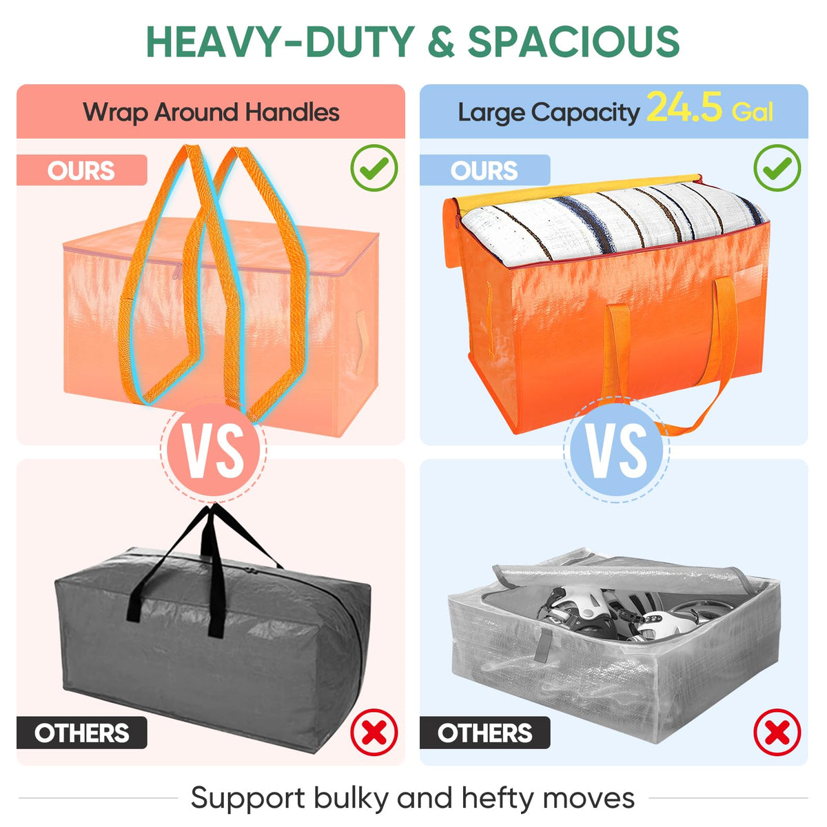 BALEINE orange bag is water-resistant and durable for storage