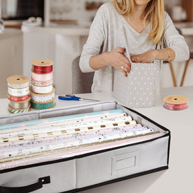 BALEINE wrapping paper storage under-bed layout demonstrates slim design for hidden organization