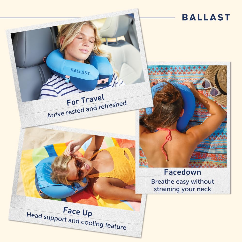 Ballast Pro Pillow on the beach lounge with sun and cooling breeze.