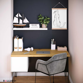 Ballucci 36-inch solid engineered wood shelf with a sleek white finish.