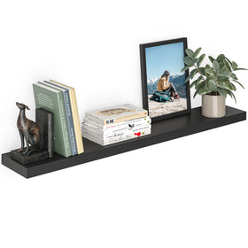 Ballucci 48in black floating shelf front view for organized wall storage.