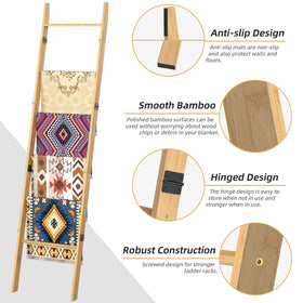 BAMBANG Blanket Ladder natural finish adds warm farmhouse charm to any room