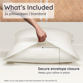 Bambaw ivory pillowcase envelope closure keeps pillow secure