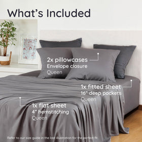 Bambaw bamboo viscose queen sheet set deep pocket design fits up to 16 inches for secure nightly use.