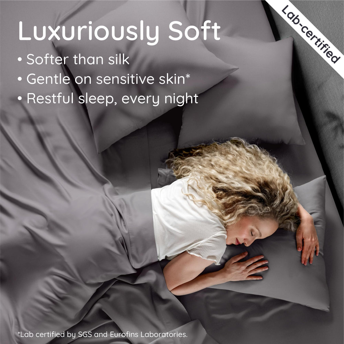 Bambaw thermoregulating fabric helps maintain balanced temperature for a cooler night’s rest.