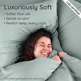 Bambaw cooling touch fabric provides a refreshingly cool sleep surface.