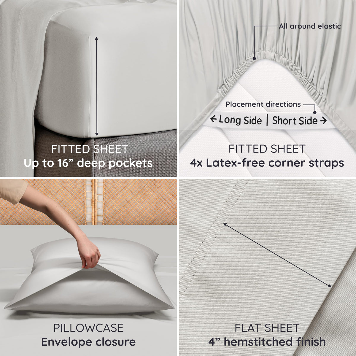 16-inch deep pocket shown on mattress for snug fit