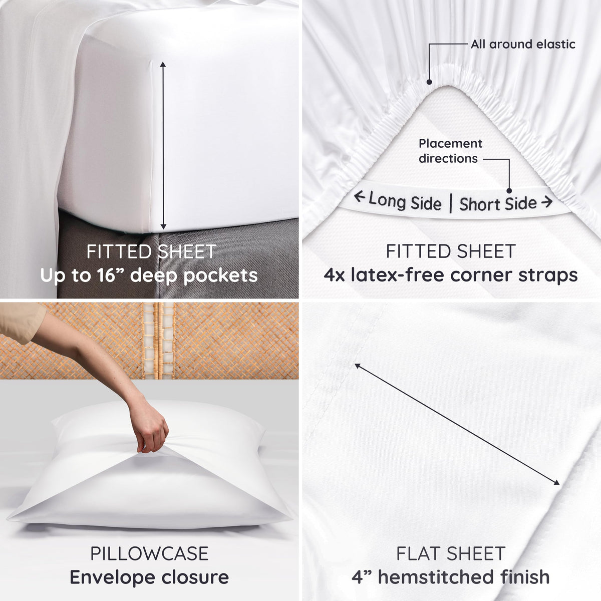Bambaw four corner straps keep the fitted sheet in place.