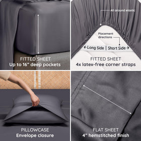 Bambaw fitted sheet with full elastic edge for secure 16in depth.
