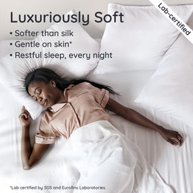 Bambaw King white fitted sheet demonstrates deep-pocket fit for tall mattresses.