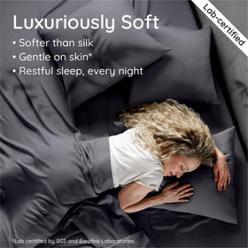 Bambaw pillowcases with 8-inch envelope closure in charcoal.