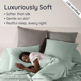 Bambaw queen flat sheet hem detail adds a polished neat finish.