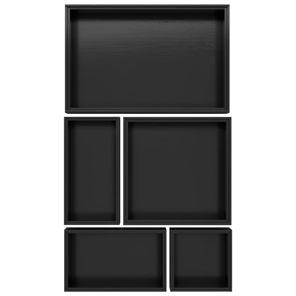 Bambloom black bamboo drawer organizer set keeps makeup neat and accessible.