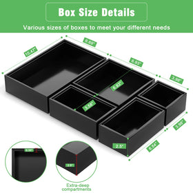 Bambloom stackable bamboo drawer trays maximize space in desks and vanity.