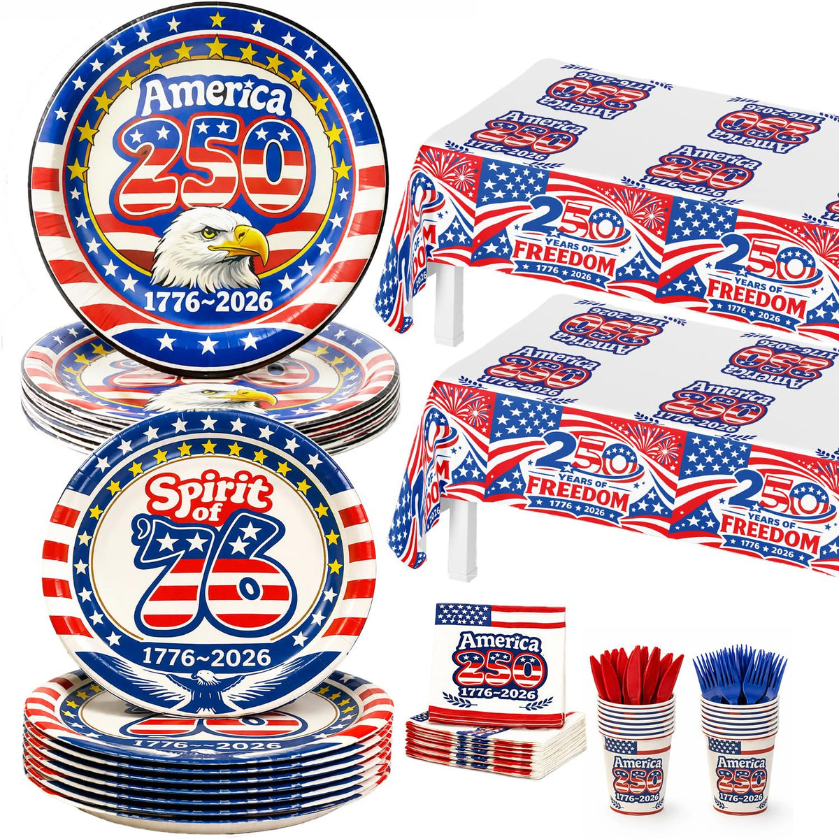 Bambluby 250th anniversary dinner plates for festive Independence Day dining
