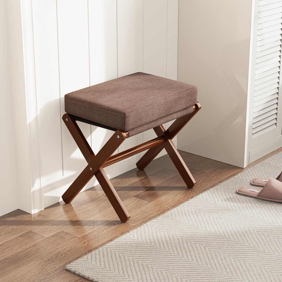 BAMBOOHOMIE pet-friendly foot stool suitable as a cozy lounge for pets.