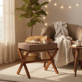 BAMBOOHOMIE warm brown finish complements modern bedroom decor.