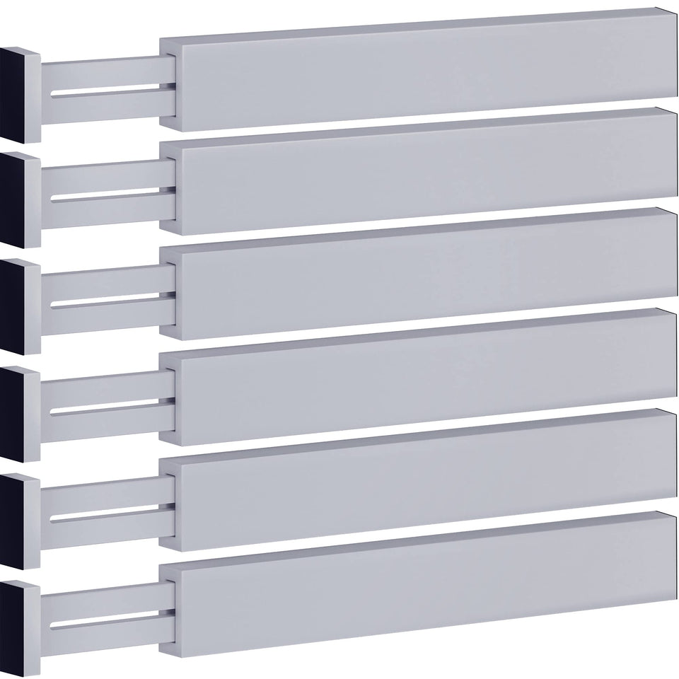 Bambüsi 6-pack gray drawer dividers neatly organized in a drawer