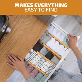 Bambüsi kitchen-drawer dividers organize cutlery for quick access.