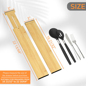 BAMEOS expandable divider extends from 16.65 to 22.2 inches for deep drawers.